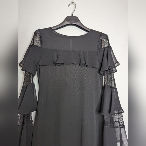 WHBM Black Bell Sleeve Lace Dress - Picture 7 of 16